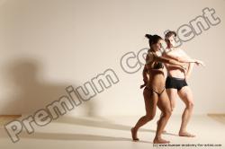 Swimsuit Woman - Man White Athletic Dancing Dynamic poses Academic